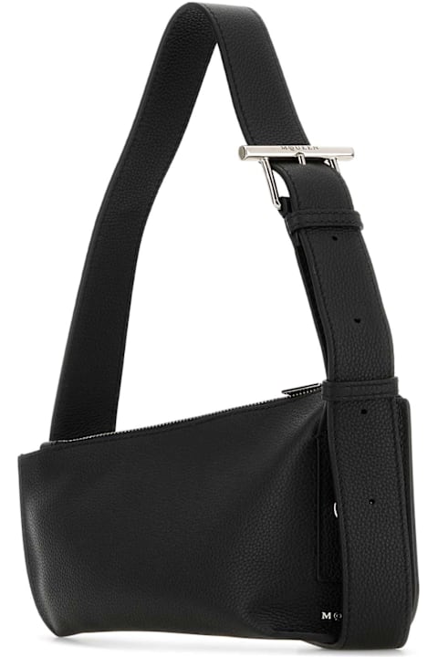 أدوات منزلية Alexander McQueen Black Leather Sling T-bar Crossbody Bag