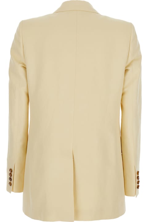 Homeware Blazé Milano 
savannah
 Beige Double-breasted Jacket With Peak Revers In Linen And Silk Blend Woman