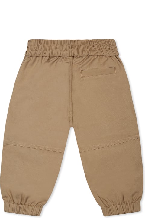 آخر صيحات الموضة من رُضع بنات Burberry Beige Trousers For Baby Boy With Equestrian Knight Logo