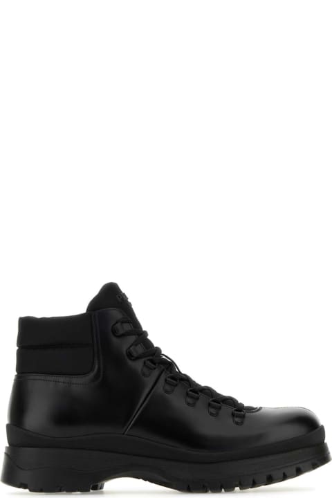 Prada Boots for Men Prada Black Re-nylon And Leather Brixxen Ankle Boots