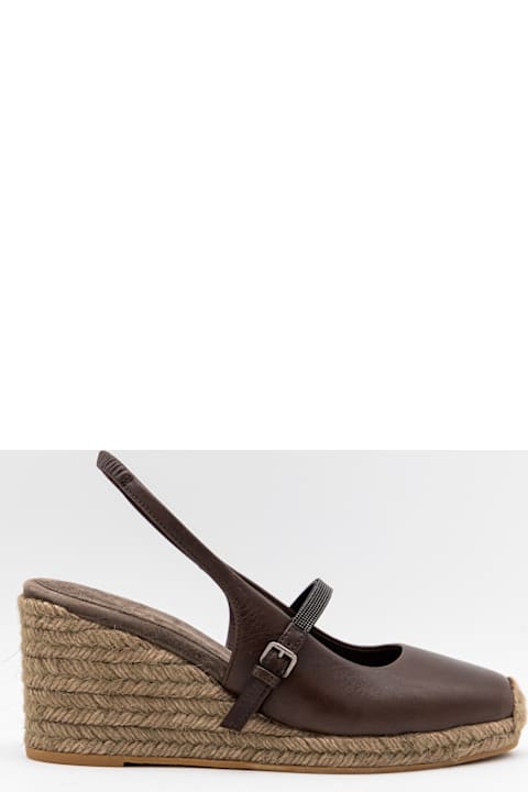 Brunello Cucinelli for Kids Brunello Cucinelli Brown Leather Pumps