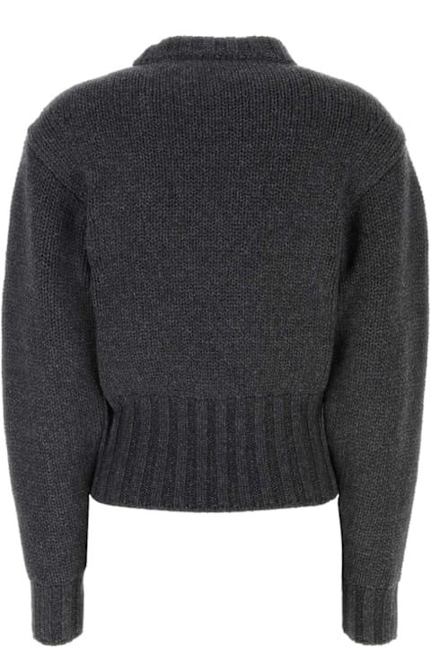 Alexander McQueen for Women Alexander McQueen Melange Dark Grey Stretch Wool Blend Sweater