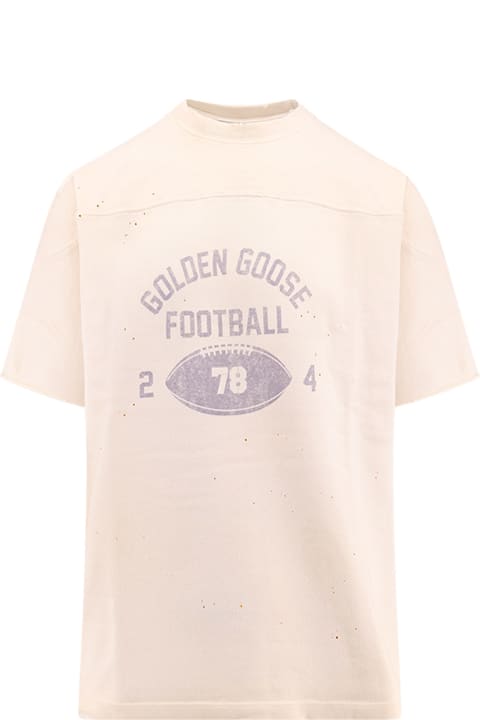 Golden Goose ملابس علوية لـ القسم الرجالي Golden Goose Logo Printed Crewneck T-shirt