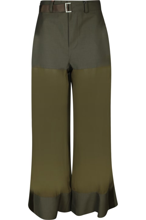Sacai Pants & Shorts for Women Sacai Suited Mix Khaki Trousers By Sacai