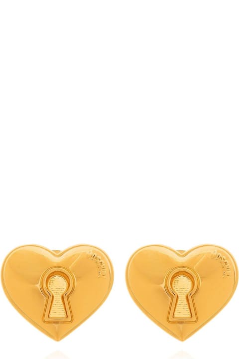 Moschino Jewelry for Women Moschino Logo-engraved Heart Clip-on Earrings