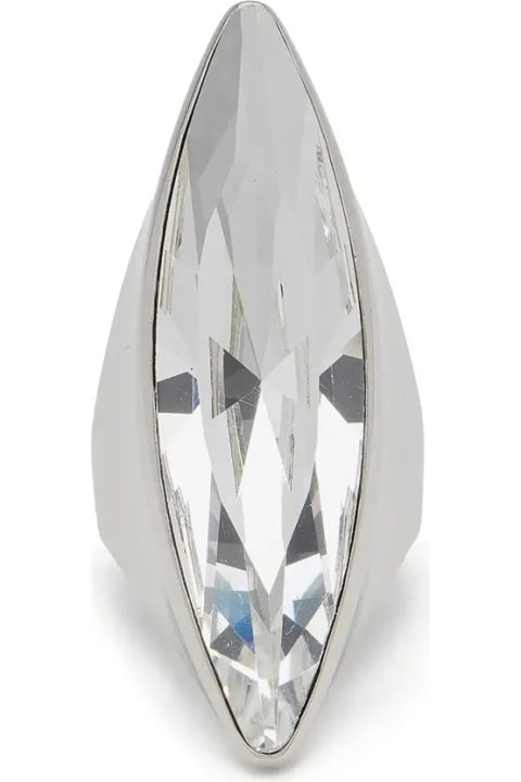 ウィメンズ リング Alexander McQueen Antiqued Silver Jewelled Pointed Ring
