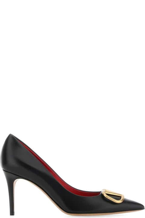 Valentino Garavani High-Heeled Shoes for Women Valentino Garavani Black Leather Vlogo Pumps