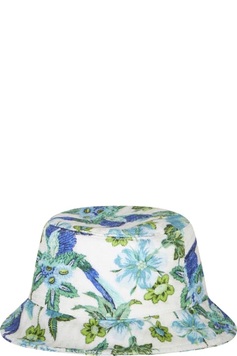 Hats for Men Etro Light Blue Bucket Hat With Print