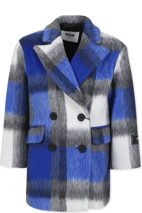 Fashion for Kids MSGM Blue Coat For Girl With Logo