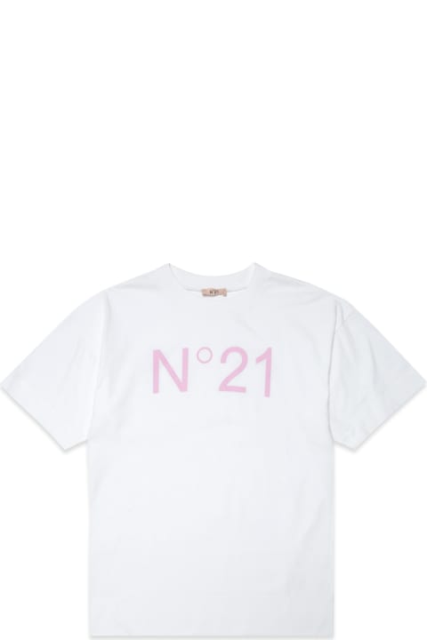 N.21 Swimwear for Boys N.21 N21mcu2f Sw Cover-ups N°21 White Jersey Maxi T-shirt Cover-up With Logo