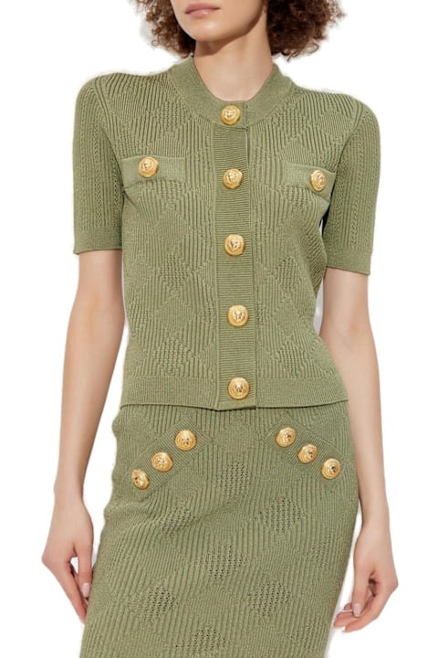 Balmain Sweaters for Women Balmain Button-detailed Short-sleeved Cardigan