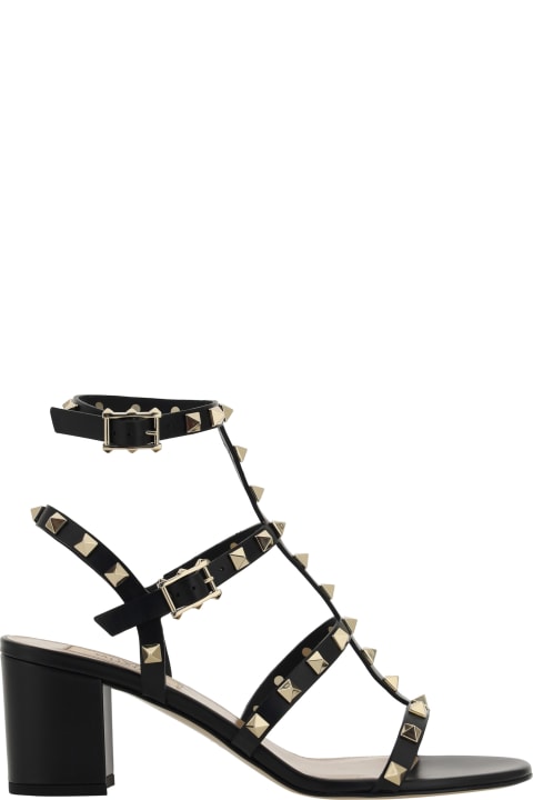 Sandals for Women Valentino Garavani 'rockstud' Black Leather Sandal