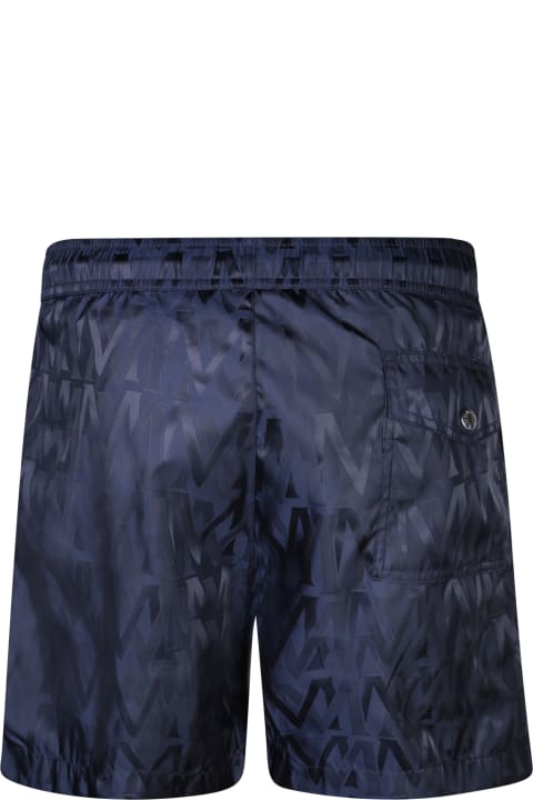 Moncler Swimwear for Men Moncler Navy Blue Swim Shorts With Monogram Motif
