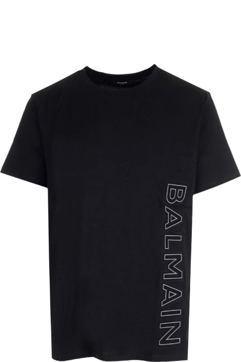Balmain Topwear for Men Balmain Black T-shirt With Embossed Logo