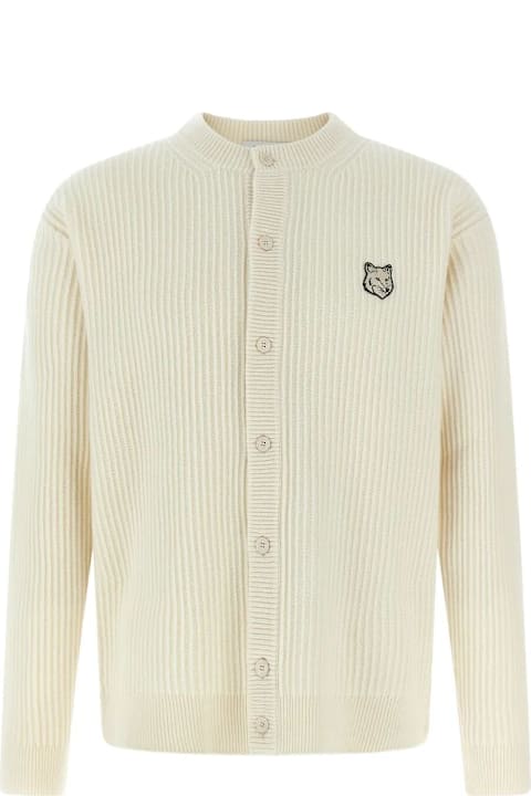 Maison Kitsuné for Kids Maison Kitsuné Fox Head Wool Ribbed Cardigan