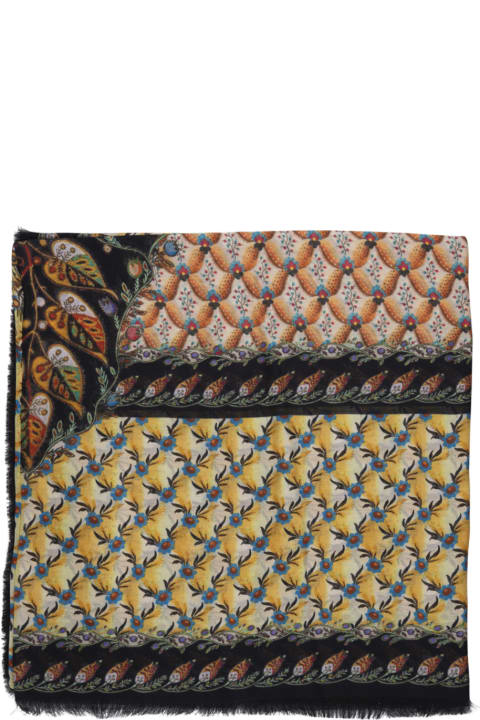 Scarves & Wraps for Women Etro Yellow Shawl With Floral Print And Beading