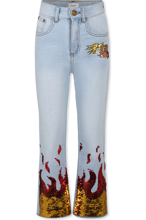Homeware Pinko Denim Jeans For Girl With Logo And Sequins