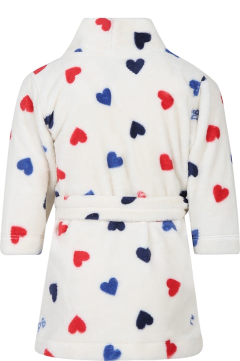 ガールズ ワンピース＆ドレス Petit Bateau Ivory Dressing Gown For Girl With Hearts