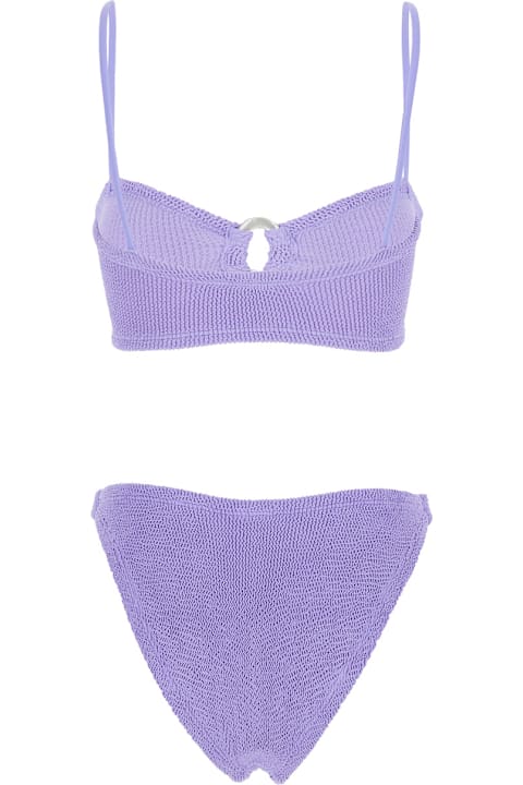 Homeware Hunza G 'misty' Violet Bikini With Fixed Spaghetti Straps And Cut-out With Ring In Tech Fabric Stretch Woman