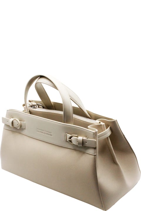 ウィメンズ Armani Collezioniのトートバッグ Armani Collezioni Eco Leather Shopping Bag With Double Compartment And Central Pocket Closed With Zip And Equipped With Shoulder Strap, Size 36x23x16