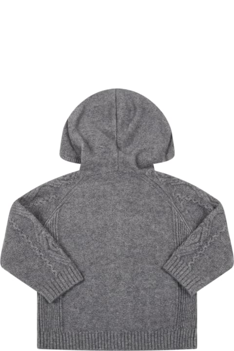 Gray Jacket For Baby Boy With Patch Logo