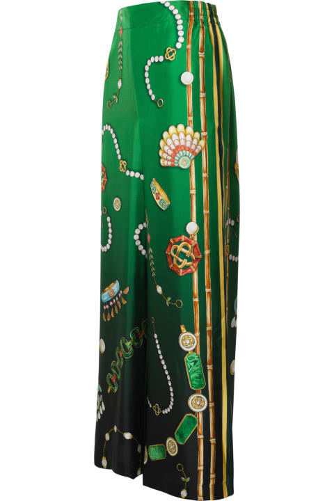 ウィメンズ Casablancaのパンツ＆ショーツ Casablanca Green Silk Trousers