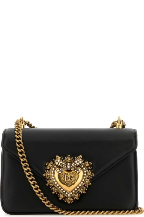 Dolce & Gabbana Shoulder Bags for Women Dolce & Gabbana Black Nappa Leather Devotion Shoulder Bag