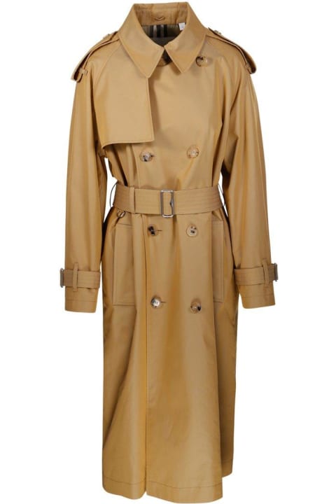 Burberry Coats & Jackets for Women Burberry Kensington Heritage Double Breasted Belted Trench Coat