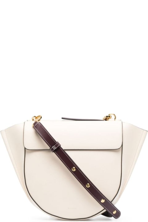 'hortensia'  White Medium Crossbody Bag With Logo In Leather Woman