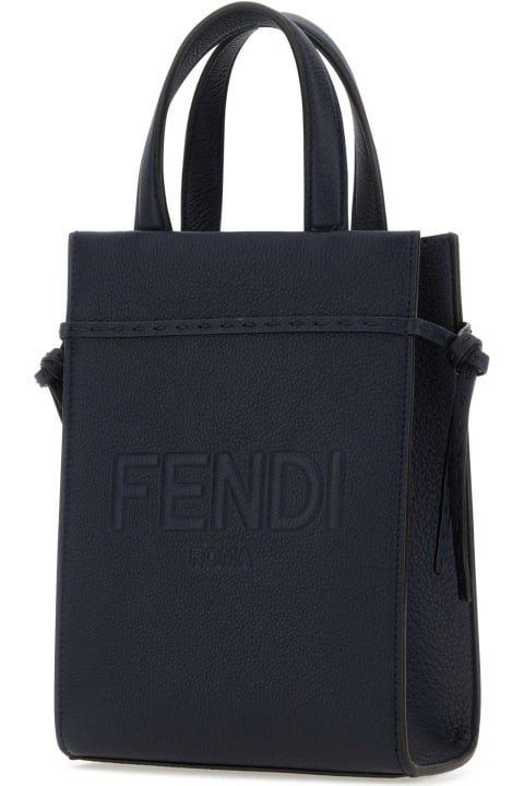 Sale for Men Fendi Midnight Blue Leather Mini Go To Shopper Handbag