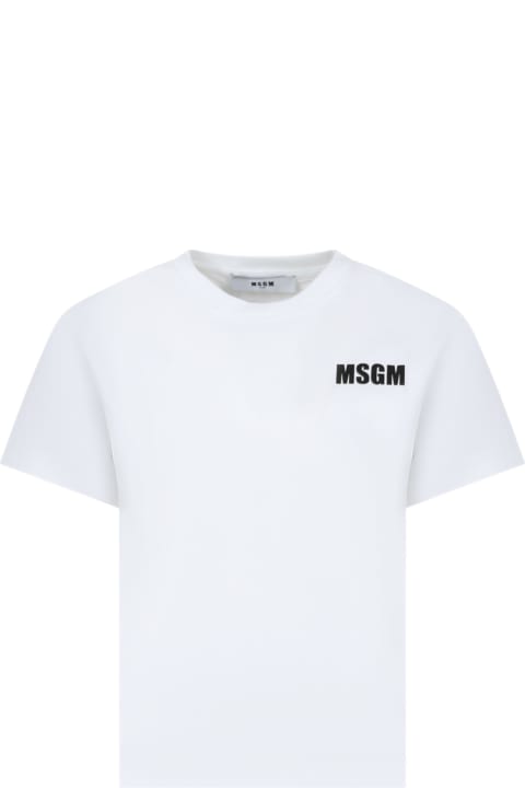 MSGM T-Shirts & Polo Shirts for Women MSGM White T-shirt For Kids With Logo