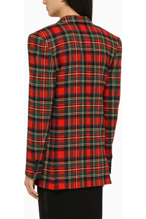 Coats & Jackets for Women Saint Laurent Red Tartan Double-breasted Wool Jacket