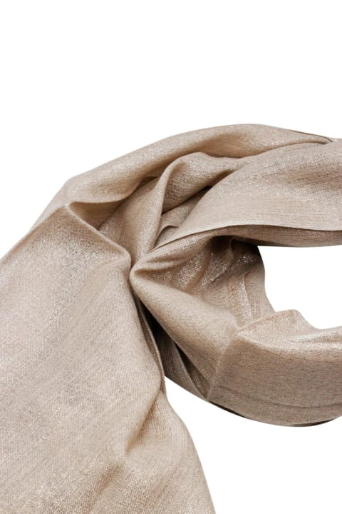 Scarves & Wraps for Women Brunello Cucinelli Lightweight Cashmere And Silk Scarf With Lurex Lamè Thread And Fringed Hem