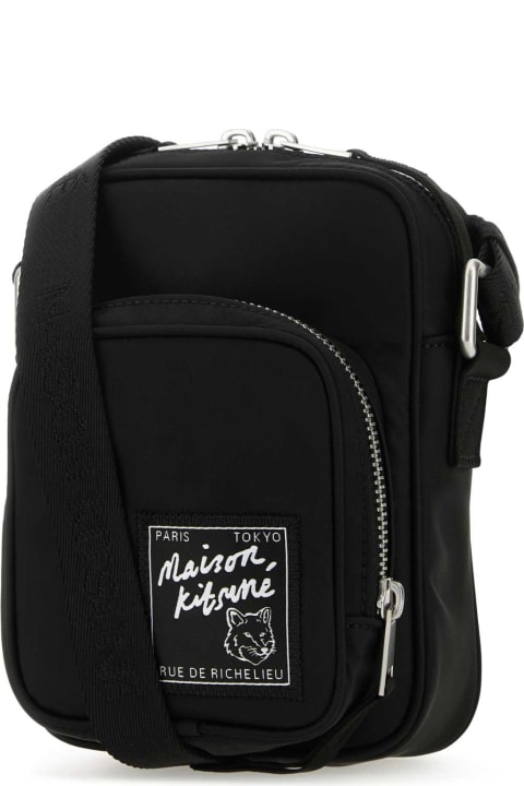 メンズ Maison Kitsunéのショルダーバッグ Maison Kitsuné Black Nylon Crossbody Bag
