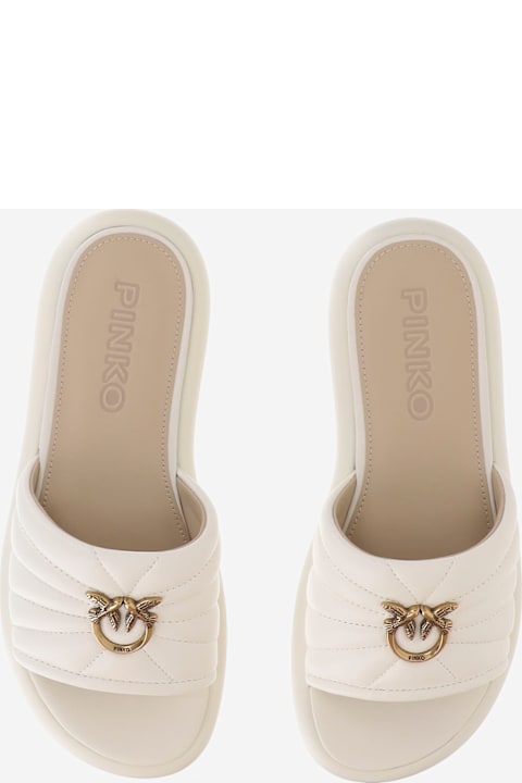 Pinko Fiona Leather Sandals Love Birds