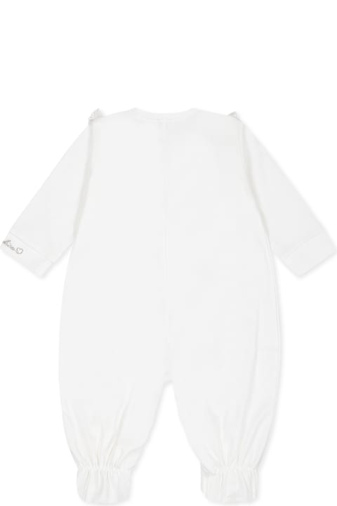 Homeware Monnalisa White Babygrow For Baby Girl With Logo