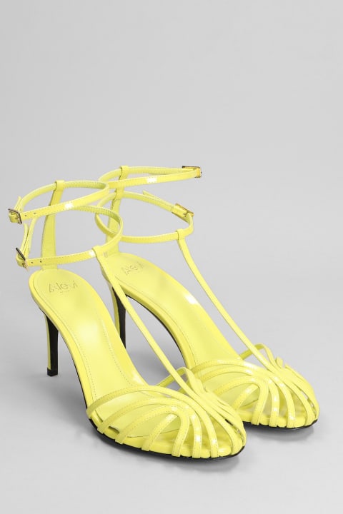 Anna Sandals In Yellow Patent Leather