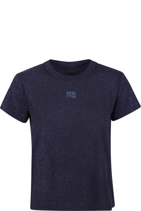 Fashion for Women T by Alexander Wang Puff Logo Glitter Essential Shrunk T-shirt