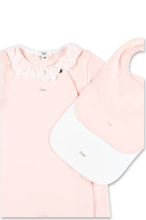 Homeware Chloé Chloé Baby Gift Set In Pink Cotton