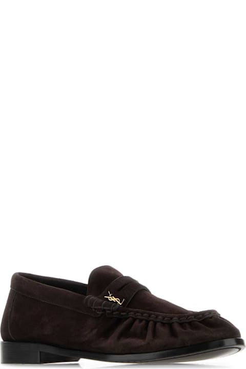 Saint Laurent Dark Brown Suede Le Loafer Loafers