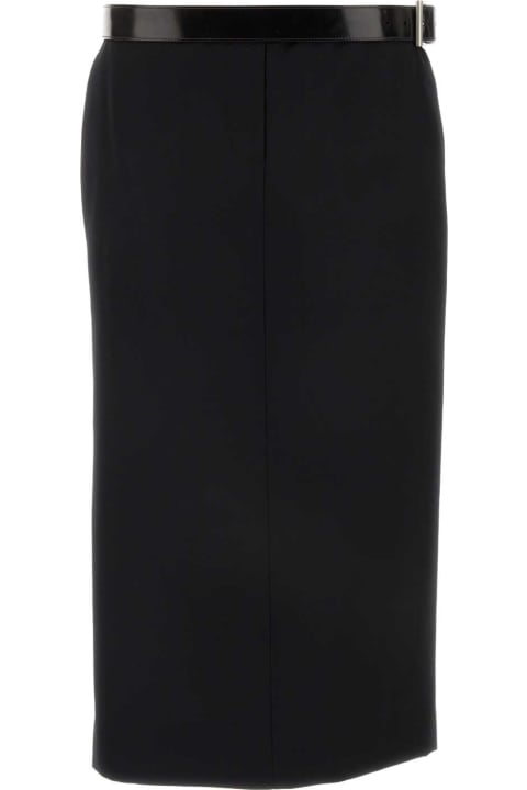 Prada تنورات لـ السيدات Prada Black Gabardine Skirt