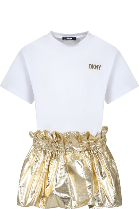 ガールズ ワンピース＆ドレス DKNY Casual White Dress For Girl With Logo