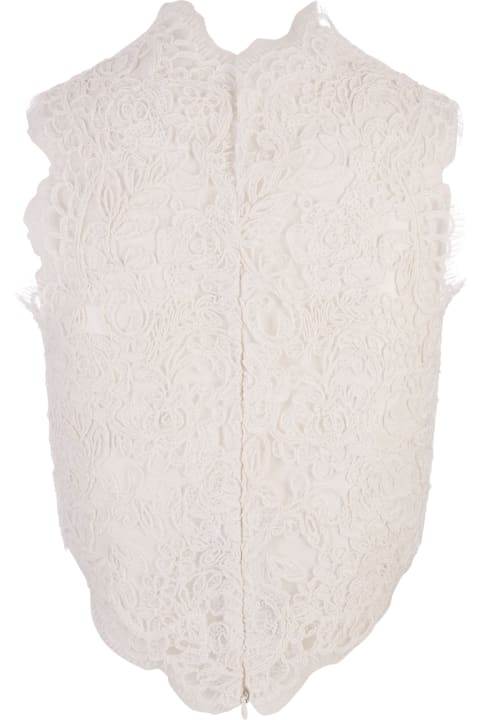 Ermanno Scervino Coats & Jackets for Women Ermanno Scervino White Macramé Lace Sleeveless Top