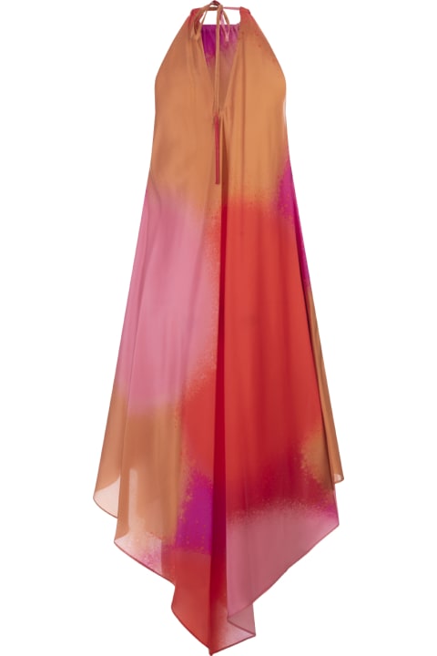 ウィメンズ Gianluca Capannoloのジャンプスーツ Gianluca Capannolo Multicolour Silk Asymmetrical Sleeveless Dress