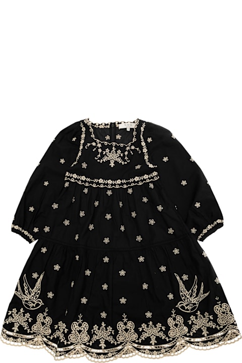 Homeware Sea New York 
kingsley
 Black Dress With All-over Embroidery In Cotton Girls