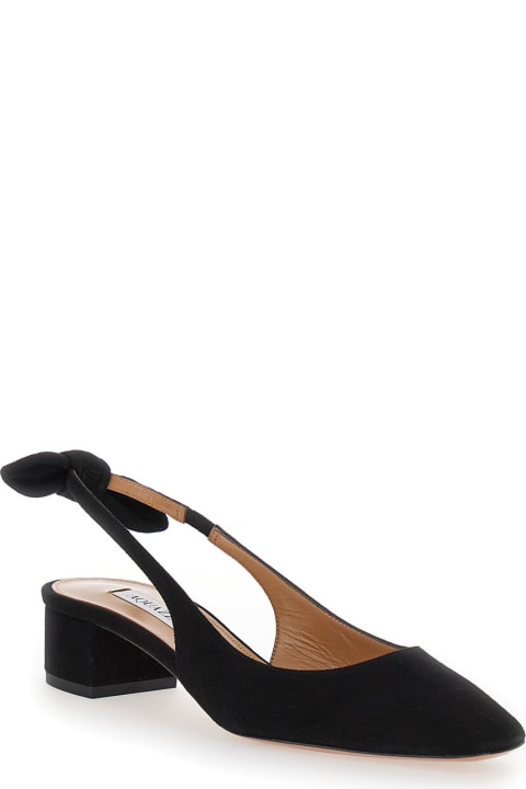 Aquazzura High-Heeled Shoes for Women Aquazzura Black Slingback With Bow Detail In Suede Woman