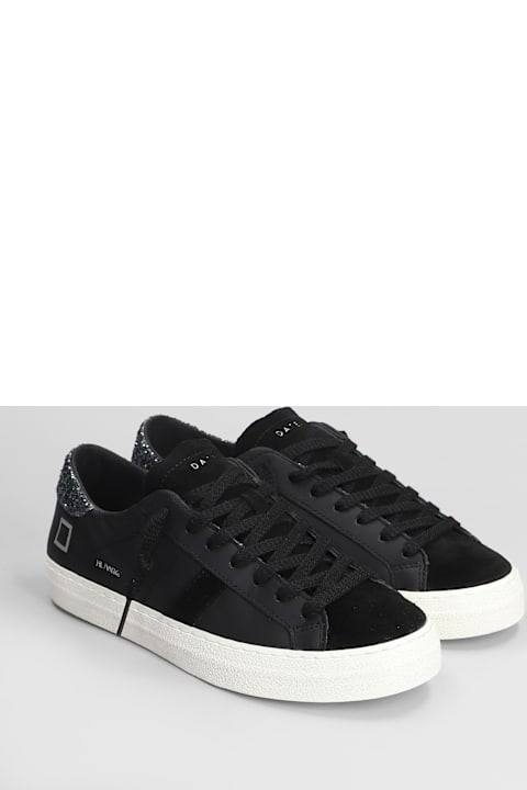 D.A.T.E. Shoes for Women D.A.T.E. Hill Low Sneakers In Black Suede And Leather