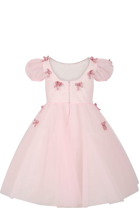 Dresses for Girls Monnalisa Pink Dress For Girl With Bows