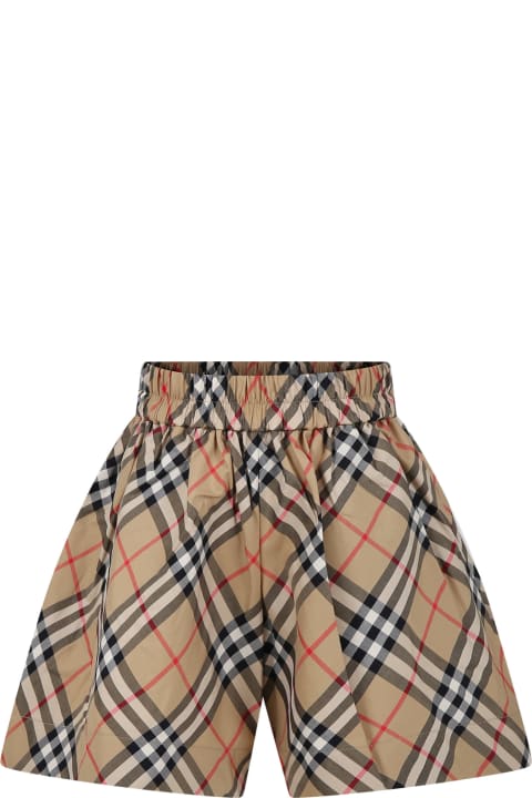 Burberry for Kids Burberry Beige Shorts For Girl With Iconic All-over Vintage Check