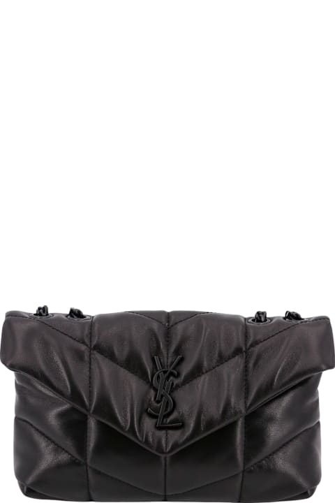 Saint Laurent Women Loulou Puffer Mini Shoulder Bag In Black